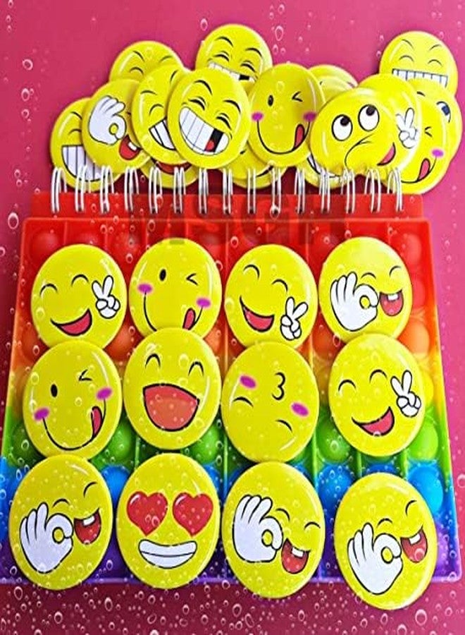 MSGH Smiley Emoji Colourful Expressions 4.5 CM Button Pins Badge Metal Brooch (Multicolour, 4.5 CM) - Set of 30/60 pcs- Birthday, Office and Theme Party (DESIGN 2 (30PCS X 2 SET)) - Image 1
